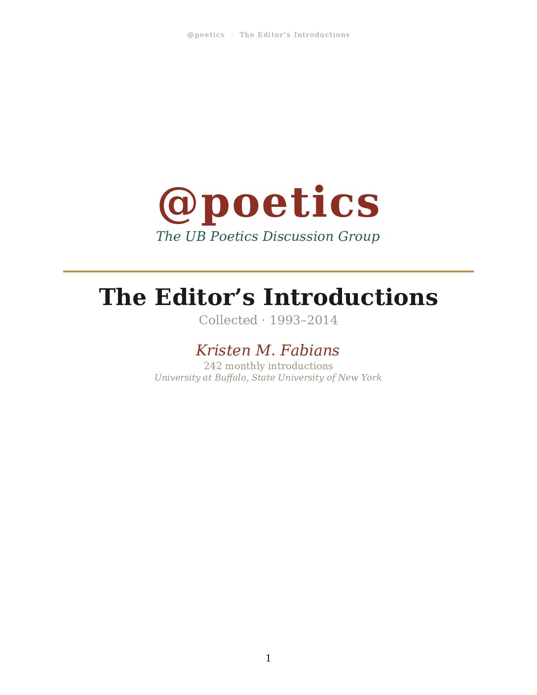 Cover of The Editor’s Introductions, Collected: 1993–2014