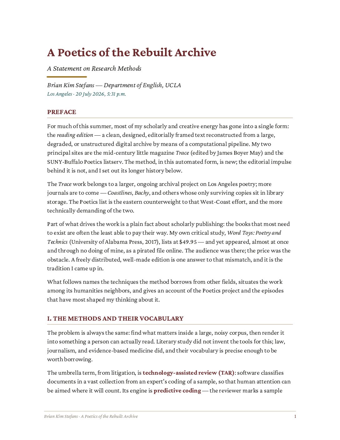 Cover of A Poetics of the Rebuilt Archive